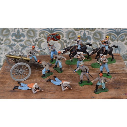 6169 - W Britain (Britains) American Civil war series figures, various poses, some mounted on horseback, ea... 