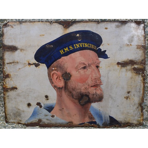 6184 - Advertising, Street Salvage - an early 20th century rectangular shaped pictorial enamel sign section... 