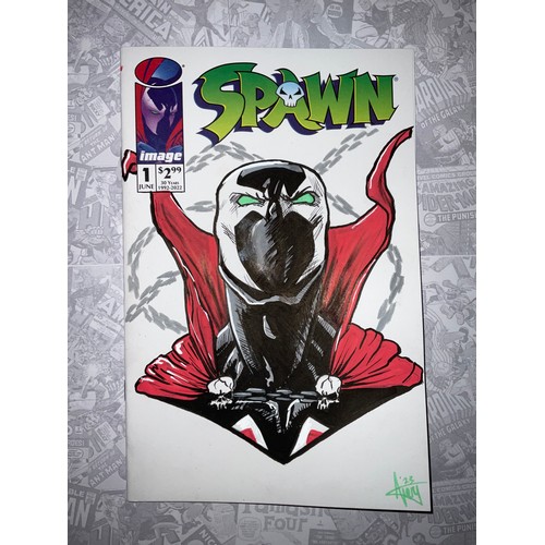 6414 - Comic Book Art. 

Spawn #1 (June 2022) Image Comics Blank Variant. Original sketch cover by Kris Ave... 