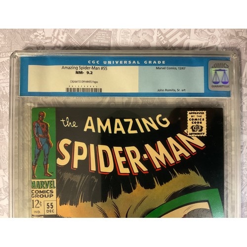 6252A - The Amazing Spider-Man #55 (1967). CGC Graded 9.2 NM-. John Romita Snr Artwork. Silver age Marvel co... 