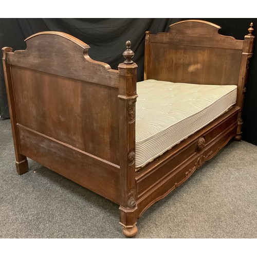 53 - A Victorian walnut, narrow double bed, 127cm high x 128cm wide x 200cm long (184cm x 114cm mattress)... 