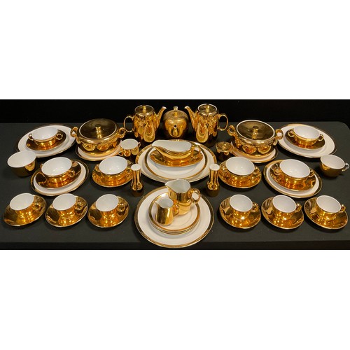 153 - Royal Worcester 'Lustre Gold' table and tea service - including six soup bowls and saucers, six tea ... 