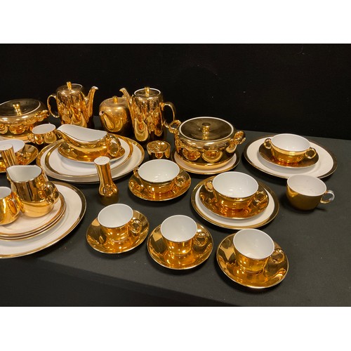 153 - Royal Worcester 'Lustre Gold' table and tea service - including six soup bowls and saucers, six tea ... 