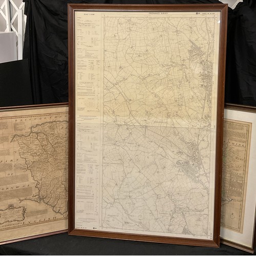 155 - Antiquarian Maps - Devonshire, Eman Bowen, 19th century;  another, Derbyshire;  an OS Map, Shottle, ... 