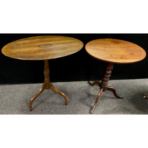 363 - A Victorian mahogany oval side table, turned pedestal, tripod base, 67cm high x 52cm x 39cm, c.1890;... 