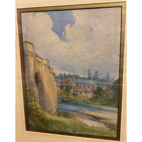 130 - James Stephen Gresley (1829-1908), Fortified Bridge, water colour, 32cm x 24cm, signed and dated 190... 