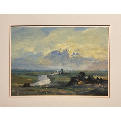 181 - English school, 20th century, The Lonely Mill, indistinctly signed, oil on board, 25cm x 35.5cm.