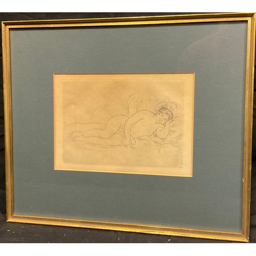 189 - Manner of Pierre-Auguste Renoir, Lady Reclining, unsigned, etching, 16cm x 22.5cm.