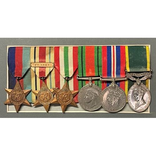 4018 - WW2 British Medal Group to 875681 Gunner Donald F Berry, 107 Royal Horse Artillery, South Nottts Hus... 