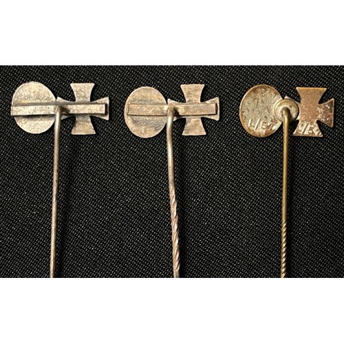 4041 - WW2 Third Reich Stick Pin Collection comprising of: 1939 EKII + Silver Wound Badge x 3: one has been... 