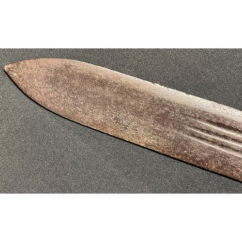 4046 - Sudanese Kaskara Sword with double edged triple fullered blade, marked with double half moon marks, ... 