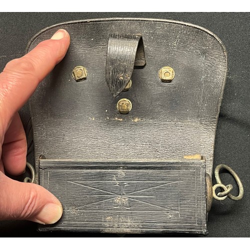 4047 - Edwardian Pembroke Yeomanry Cross Belt Pouch complete with insignia. 15cm x 8.5cm. No date or makers... 