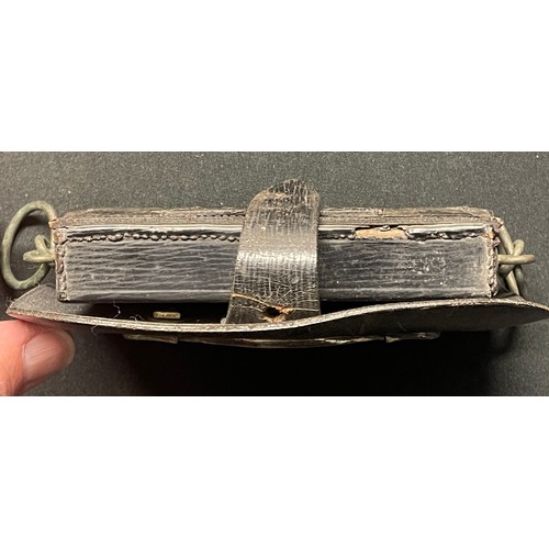 4047 - Edwardian Pembroke Yeomanry Cross Belt Pouch complete with insignia. 15cm x 8.5cm. No date or makers... 