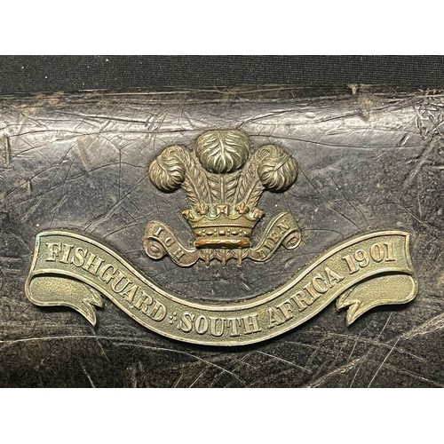 4047 - Edwardian Pembroke Yeomanry Cross Belt Pouch complete with insignia. 15cm x 8.5cm. No date or makers... 