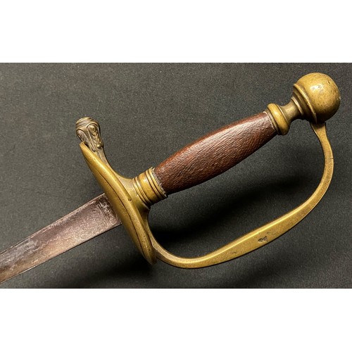 4048 - French Court Sword with triangular section blade 750mm in length. Maker marked. Brass guard with Cro... 