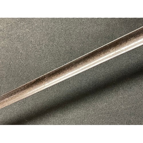 4048 - French Court Sword with triangular section blade 750mm in length. Maker marked. Brass guard with Cro... 