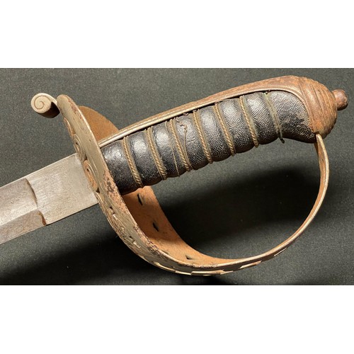 4049 - Victorian British Heavy Cavalry Officers Sword and Sam Brown Belt. Sword has decorated etched single... 