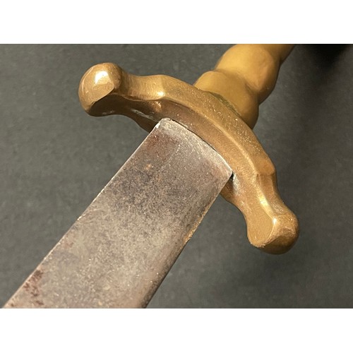 4054 - 19th Century Hunting sword with single edged blade 420mm in length. No makers mark. Cast Brass Hilt ... 