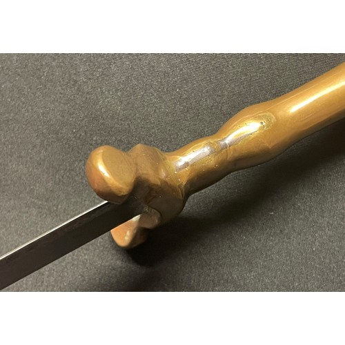 4054 - 19th Century Hunting sword with single edged blade 420mm in length. No makers mark. Cast Brass Hilt ... 