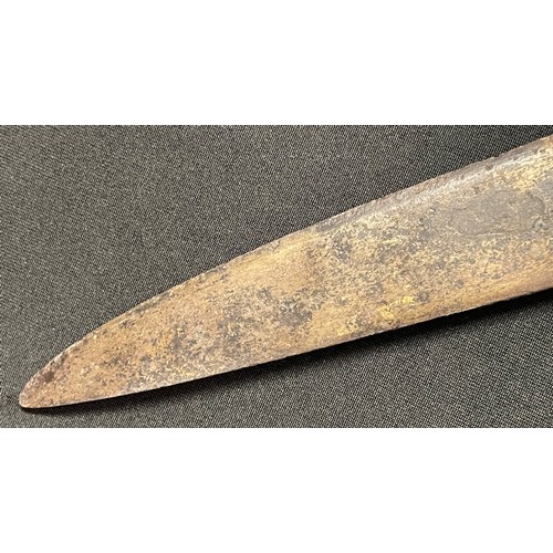 4058 - Indian Talwar Sword with with curved fullered blade 760mm in length. No markings. Cast steel grip an... 