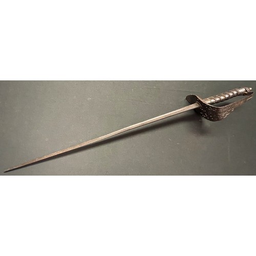 4058 - Indian Talwar Sword with with curved fullered blade 760mm in length. No markings. Cast steel grip an... 