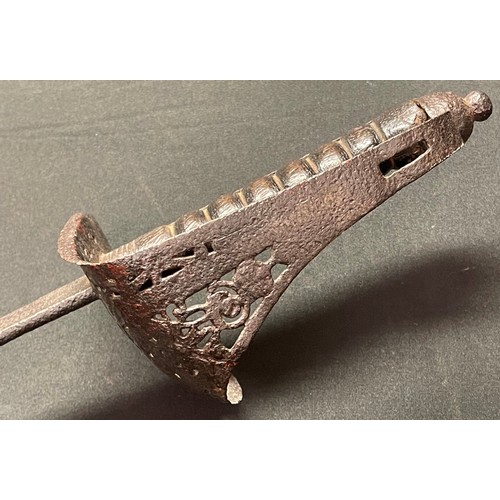 4058 - Indian Talwar Sword with with curved fullered blade 760mm in length. No markings. Cast steel grip an... 