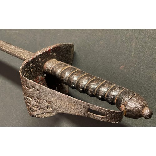 4058 - Indian Talwar Sword with with curved fullered blade 760mm in length. No markings. Cast steel grip an... 