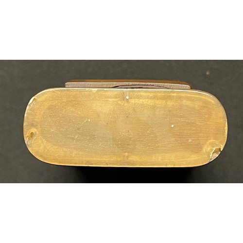 4062 - Boer War Trench Art Snuff Box with a silver Essex Regt sweetheart badge inset, size 97mm x 62mm, alo... 