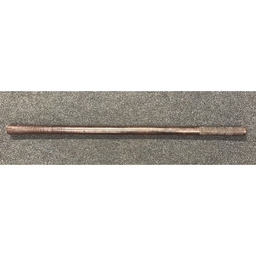 4066 - Fijian Bowai Pole War Club with carved decoration to grip. Overall length 99cm.