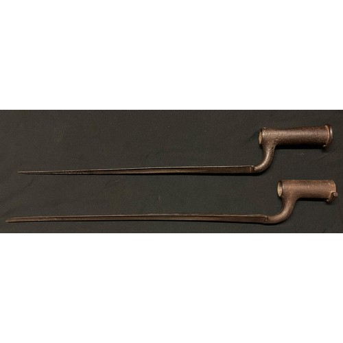 4069 - Pair of British Socket Bayonets. One with 388mm long blade, dent to socket and rust pitted overall: ... 