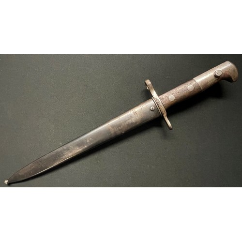 4088 - Swiss M1918 Schmidt-Rubin Bayonet with double edged blade 300mm in length, maker marked 