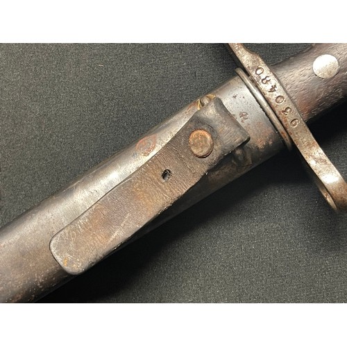 4088 - Swiss M1918 Schmidt-Rubin Bayonet with double edged blade 300mm in length, maker marked 