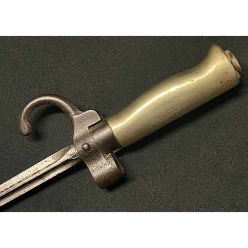 4099 - WW1 French Lebel Bayonet with 515mm long cruciform blade, white metal grip. Working release catch. O... 