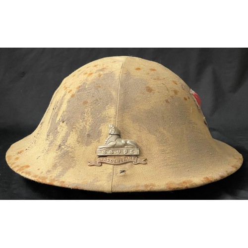 4101 - Reproduction WW1 British Steel Helmet. Made with a WW2 pattern helmet shell. Fitted with a reproduct... 