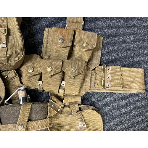 4102 - Set of reproduction WW1 British 1908 pattern webbing, complete with intert FFE .303 ammo in clips, w... 