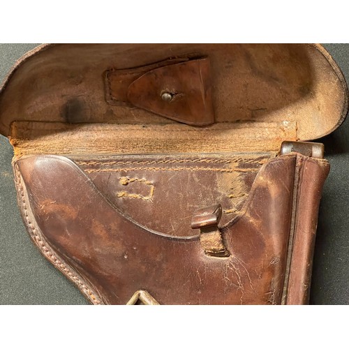 4106 - WW1 Imperial German Army Luger Pistole 08 Leather Holster maker marked and dated 1916 and complete w... 