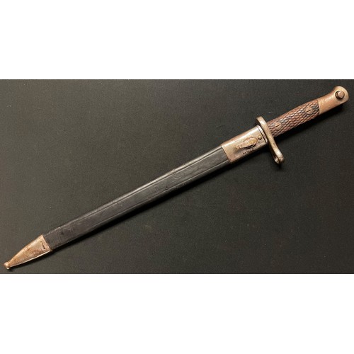 4107 - WW1 Ottoman Turkish German Made Mauser Bayonet with single edged fullered blade 393mm in length, mar... 