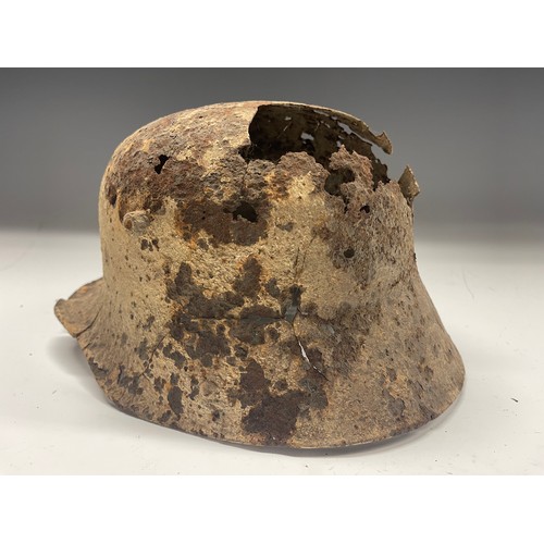 4109 - WW1 Imperial German Three M16 Steel Helmets in Relic Battlefield Recovered Condition. (3)