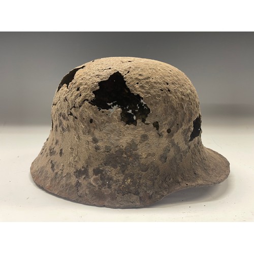 4109 - WW1 Imperial German Three M16 Steel Helmets in Relic Battlefield Recovered Condition. (3)