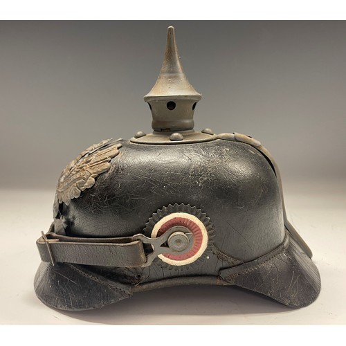 4110 - WW1 Imperial German Army M1915 Pickelhaube Helmet with Prussian Helmet Plate and State and National ... 