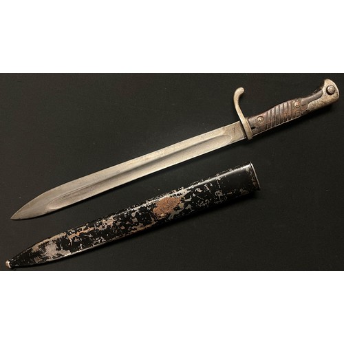 4114 - WW1 Imperial German Mauser Butcher Bayonet with single edged fullered blade 365mm in length, dated 1... 