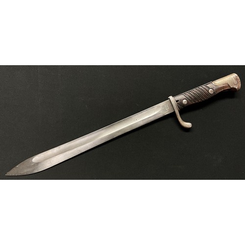 4115 - WW1 Imperial German Army Mauser Butcher Bayonet with single edged fullered blade 365mm in length. Ma... 