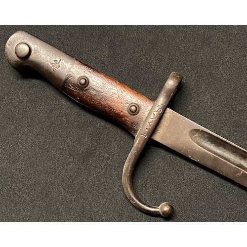 4117 - WW1 Ottoman Turkish Mauser Bayonet with single edged fullered blade 452mm in length. Hook quillion g... 