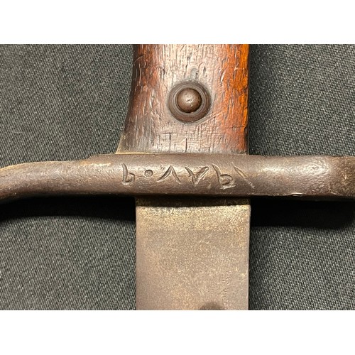 4117 - WW1 Ottoman Turkish Mauser Bayonet with single edged fullered blade 452mm in length. Hook quillion g... 