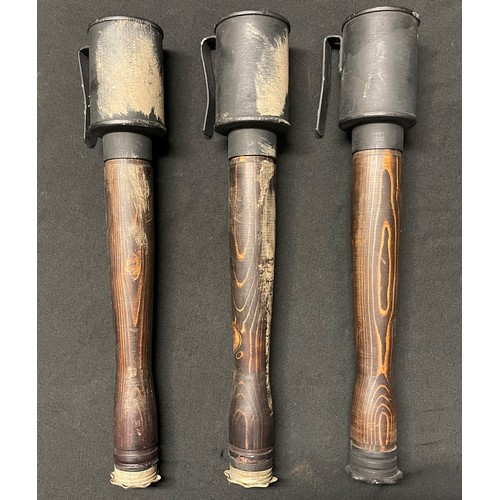 4118 - Three Reproduction WW1 German M1915 pattern Stick Grenades. Two have been improved with the addition... 