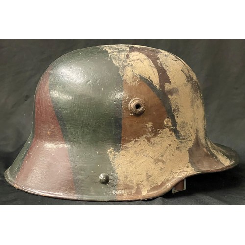 4120 - WW1 Imperial German M16 Steel Helmet. Restored condition. Original leather liner band and three pad ... 