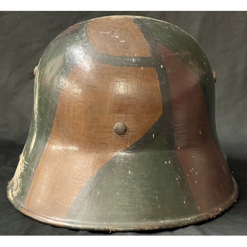 4120 - WW1 Imperial German M16 Steel Helmet. Restored condition. Original leather liner band and three pad ... 