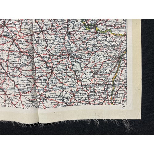 4129 - WW2 British RAF Silk Escape Map of France Code letter C/D.