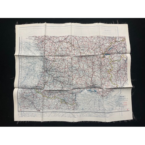 4129 - WW2 British RAF Silk Escape Map of France Code letter C/D.