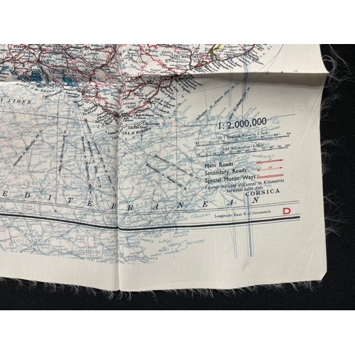 4130 - WW2 British RAF Silk Escape Map of France Code letter C/D.